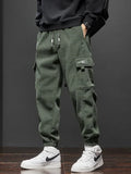 Advbridge Spring Autumn New Style Elastic Waist Casual Pants for Men Stretch Straight Drawstring Harem Jogging Sports Long Pants Male