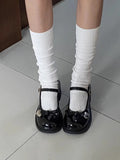 ADVBRIDGE  -  Mary Jane Shoes for Women with Bow Black Woman Pumps Round Toe Medium Heels Genuine Mark Korean Style Wholesale Fashion Vacation