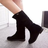 Advbridge Fur Ladies Mid Calf Shoes Round Toe Women's Half High Boots Elegant with Low Heels Goth Spring Autumn Cosplay Trend  Work Pu