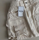 Advbridge Retro Gothic Y2k Off White Mini Skirt Fashion Harajuku Multi Pocket Denim Plaid Skirt Womens Streetwear Casual Sexy Short Skirt