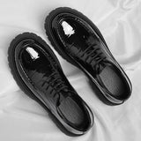 Advbridge 2025 Spring New Designer Leather Loafers Men Fashion Casual Platform Shoes Male British Style Stone Pattern Platform Shoes Men