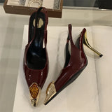 ADVBRIDGE  -  Spring Design Inlay Diamonds Woman Pumps Sexy Thin Low Heels Pointed Toe Elegant Slingbacks Prom Banquet Mules Shoes