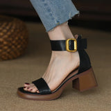 ADVBRIDGE  -  Women's Sports Shoes Beige Hardened Sole Open Toed Sandals Rear Zipper Peep Toe Retro High Heels