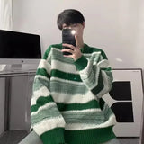 Advbridge Autumn Winter Striped Sweater Men Casual Knitted Pullover Korean Fashion Streetwear Men Clothing  New Oversized Sweater Male