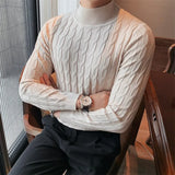 Advbridge Men's Korean Review Clothes Light Luxury Slim Knit Pullover Sweater Long Sleeve Streetwear Leisure Basic Shirts Fashion Knitwear