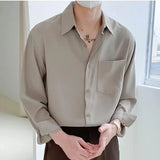 Advbridge Spring Autumn Trendy Fashion High-end Male Blouse Long Sleeve Simple Casual Chic Shirt Loose Drape Solid Color All Match Top Men