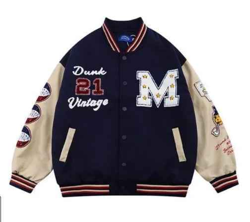 ADVBRIDGE  -  Hip-hop Coat American Retro Joker Coat Men's INS Explosions Baseball Uniform Printing New Loose Leisure Sports Couple Coat