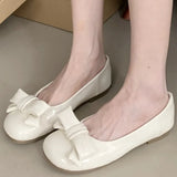 ADVBRIDGE  -  Sweet Bow Square Heel Women Flat Shoes Shallow Round Toe Slide Sandals Fashion Non-slip Comfortable Patent Leather Women Sandals