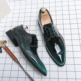 Advbridge Luxury Mirror Oxfords Shoes For Men Green Moccasins Designer Formal Dress Shoes Men Loafers Pointed Patent Leather Shoes Men
