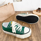 ADVBRIDGE  -  Unisex High-Top Vulcanized Canvas Sneakers Solid Green/Black Lace-Up All-Season Student Casual Shoes Low Top Skate Shoes