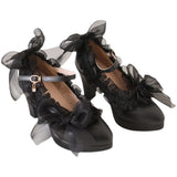 Advbridge French Vintage Gothic Lolita Girl Shoes Cosplay Pointed Sandals Lace Flower Ruffle Bowknot Cameo Fashion 8cm High Heel Shoes