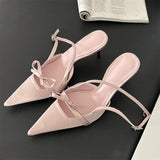 Advbridge Fashion Design Silk Pointed Toe Women Pumps Stripper Belt Buckle Sexy Party Thin Heels Mule Female Shoes