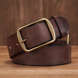 Advbridge Thick Cowhide Copper Pin Buckle Real Genuine Leather Belt For Jeans Fashion Casual Belt Men Waistband Retro Luxury Male Strap