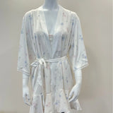 ADVBRIDGE  -  Vintage Dressing Gowns Pajamas Female Sexy High Quality Ice Silk Lace Print Long Sleeve V-neck Lace-up Bathrobe Morning Robes