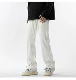 Advbridge Fashion Zipper Men's Jeans Pants Hip Hop Straight-leg Male Zipper Denim Pants Baggy Casual Trousers