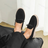 ADVBRIDGE  -  Autumn New Style Suede Casual Shallow Mouth Single Shoes for Men Fashion Trendy Slip on Comfortable Lace Up Chunky Sneakers