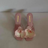 Advbridge Brand Shoes Female 2024 Summer New Elegant Flowers Design Women's Slippers Casual Fashionable Outer Wear High Heel Slides Women