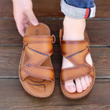 ADVBRIDGE  -  Beef Tendon Base Leather Sandals for Men 2025 Summer New Designer Beach Shoes Male Solid Color Fashion Casual Slipper Shoes Man