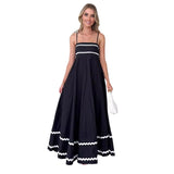 Advbridge  Summer Strap Low Square Collar Layered Elegant Beach Holiday Party Long Dress