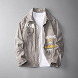 Advbridge Spring and Autumn Men's Denim Jacket Casual Solid Collar Single Breasted Jeans Jacket Men's Regular Opened Cotton Jacket