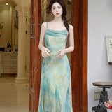 ADVBRIDGE  -  French Style Vintage Strap Dresses Women's Lace Strapless Sexy Chiffon Printed Vestido mujer Sweet Summer Elegant Fishtail Dress