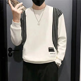 Advbridge Men‘s Wintern outfits Men's 2024 Spring Autumn New Spliced Pullovers O-Neck Stripes Fashion Minimalist Casual All-match Loose Long Sleeve Sweatshirts Advbridge Men‘s Wintern outfits