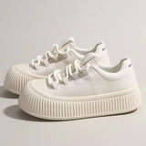 Advbridge New Shallow Mouth Soft Leather Doll Head Women Cute Sports Shoes Round Head Fashion Platform Leisure Sports Low Top Board Shoes