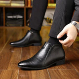 ADVBRIDGE  -  Retro Cowboy Boots Leather Men Shoes Chelsea Boots Pointed Toe Men Boots Zipper Male Ankle Boot for Men Dress Shoes Man