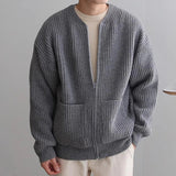 Advbridge Autumn Clothing Men's Luxury Zipper Knitted Cardigan Casual Streetwear Solid Color Long Sleeve Knitwear Retro Pocket Jacket