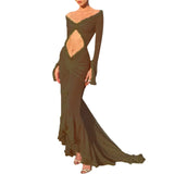 ADVBRIDGE  -  Women's Autumn and Winter New Retro Style Lace Spliced Hollow Hot Girl Dress Elegant Sexy Party Dress Club Clothing