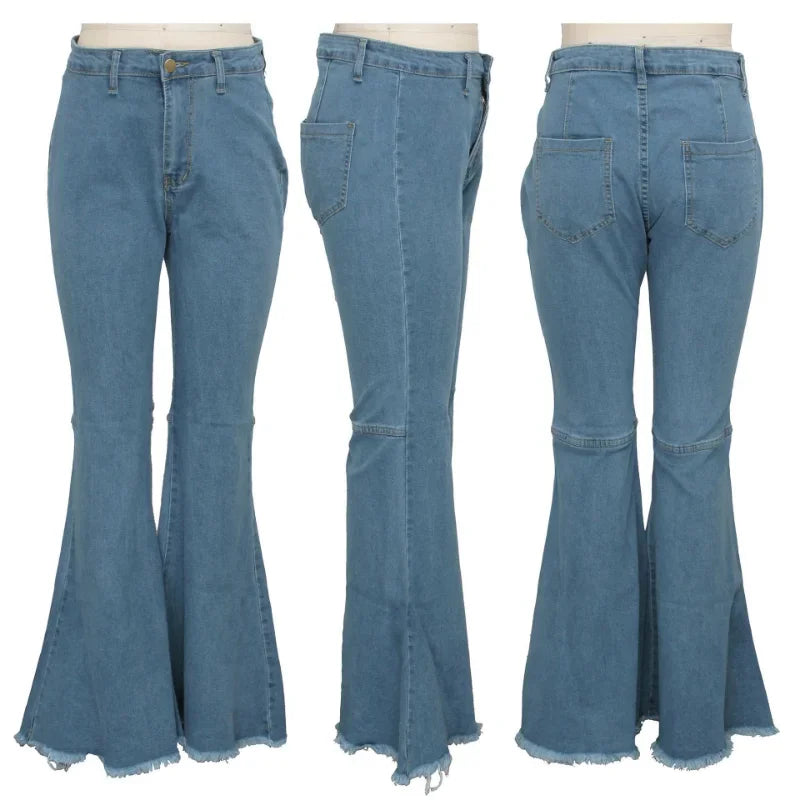 Advbridge White Flare Jeans for Women 2024 Spring Summer Slim High Waist Stretch Skinny Boot-cut Denim Pants Woman Pink Bell Bottom Jeans