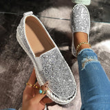 ADVBRIDGE  -  Women's Bling Rhinestone Decor Flats Comfort Thick Sole Slip on Casual Shoes Woman Fashion Glitter Platform Loafers Shoes