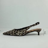ADVBRIDGE  -  Luxury Brand Women Low Heels Shoes Leopard Print Comfort Work Slingback Footwear Summer Fashion Pointed Lady Mules Sandals