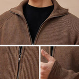 Advbridge Autumn Clothing Men's Luxury Knitted Stand Collar Cardigan Casual Streetwear Solid Color Long Sleeve Knitwear Retro Jacket M-2XL