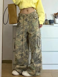 Advbridge Vintage Y2k Camouflage Cargo Pants Women Hip Hop Style Wide Leg Camo Pants Tie-dye Streetwear Grunge Aesthetic 90s Pants