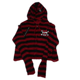 Advbridge Women Sweater Harajuku Gothic Girl Skull Striped Knitted Sweater Punk Rock Zipper Loose Hooded Short Cardigan Chic Streetwear
