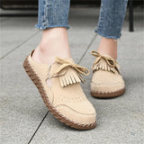ADVBRIDGE  -  Pink Suede Woman Mules Shoes Big Size 43 Tassel Fashion Women's Shoes Quality Handmade Ladies Flats Summer Half Shoes For Women