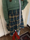 Advbridge Vintage Plaid Skirt Women Y2k Harajuku Japanese Preppy Style Long Checked Streetwear Retro Ruffle Skirts Aesthetics