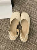 Advbridge Summer Women's Shoes Casual Heels Navy Blue Pumps 2025 Shallow Mouth Sweet Sandals Ladies Comfortable Low Orange Straps Branded