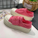 ADVBRIDGE  -  Women Pink Canvas Shoes Hook Female Students Solid Black Sneaker Thick Sole Low Top Beige Casual Shoes Tennis Sport Shoes