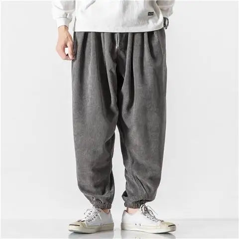 Advbridge Corduroy Wide Harem Pants Men Loose Casual Jogger Pants Chinese Baggy Big Size Heavy Duty Oversize Trousers Male High Quality