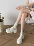 ADVBRIDGE  -  Woman Pumps with Medium Heels Platform Bow Mary Jane Shoes for Women High Quality Wholesale Casual Young Korean Style Y2k Spring