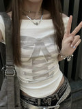 Advbridge Sweet Sexy Off Shoulder T-shirts Women Cute Bow Printed Harajuku Japanese Style Crop Tops Y2k Gyaru Skinny Streetwear