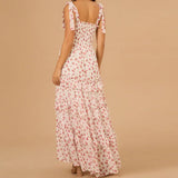 ADVBRIDGE  -  y2k Floral Dress Women Sexy Tie-Shoulder Sleeveless Multi-Layered Ruffled Trim Smocked A Line Dress Beach Party Dresses
