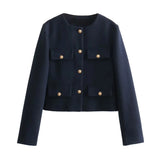 Advbridge Woman Outerwears Autumn Long Sleeve Cropped Jacket For Women Winter Button Demi-Season Short Coats Elegant Women's Coat