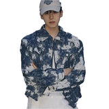 Advbridge Spring Clothing Men's Leisure Printed Zipper Short Jacket Streetwear Turn-down Collar Korean Harajuku Long Sleeve Luxury Coats