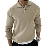 Advbridge New Men's Sweater Knitted Lapel Slim Fitting Solid Color Knitted Pullover Social Streetwear Casual Business Men