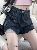 Advbridge Jmprs Y2K Hole Gothic Denim Shorts Women Streetwear Bow Lace Up Shorts Harajuku Retro High Waist Design Hip Hop Jeans Shorts New
