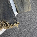 Advbridge American Retro Jeans Womens Distressed Washed Tassel Jeans Y2k Streetwear High Waist Slim Slim Fashion Versatile Flared Jeans