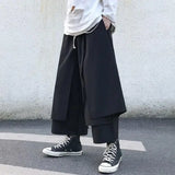 Advbridge Fake Two-Piece Pants Men Male New Loose Wide-Leg Trousers Casual Straight Streetwear Spring Autumn Hip-Hop Pantalons Capris
